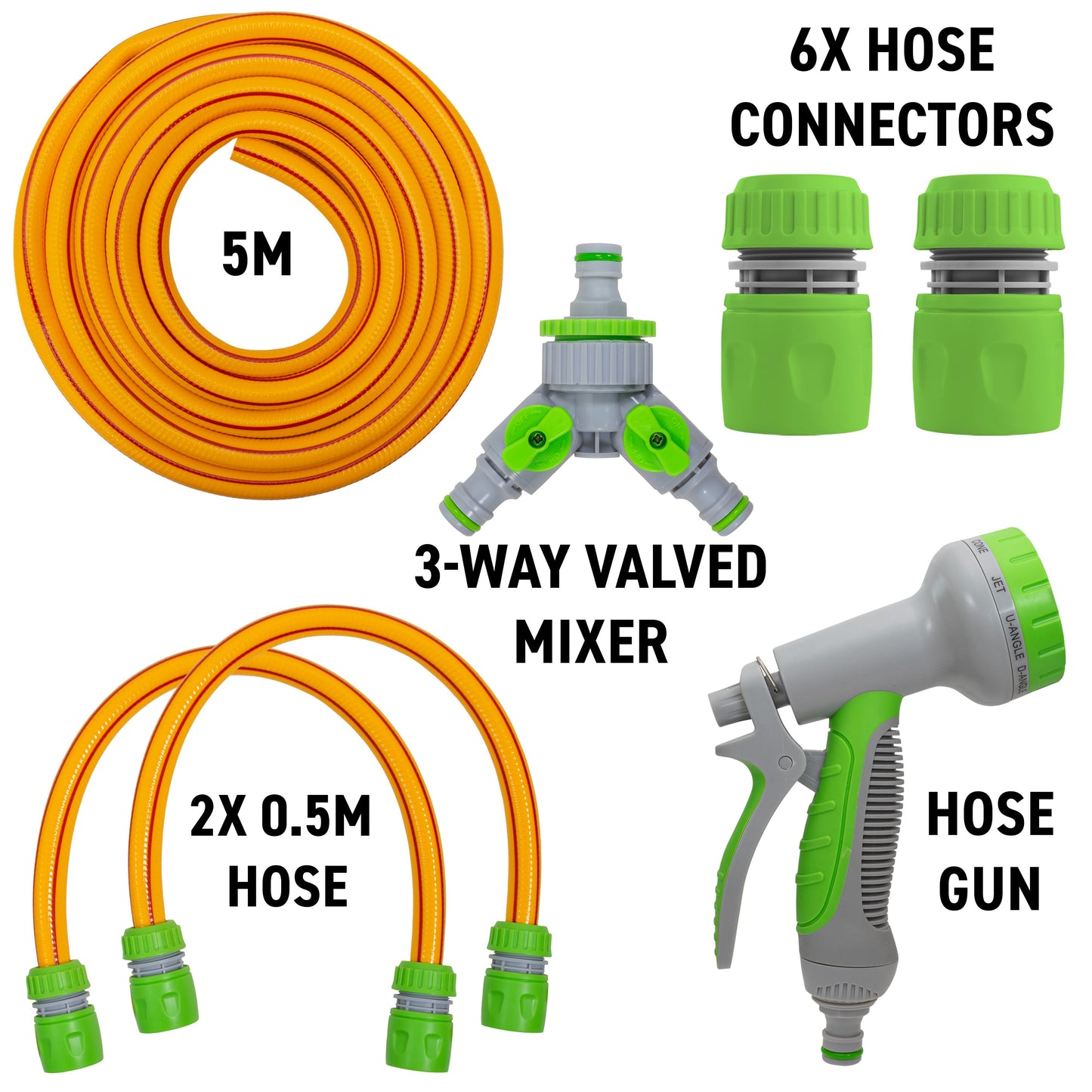 Yellow/Lime Dog Shower Accessory Set with Hot & Cold Water Mix, Valves Included
