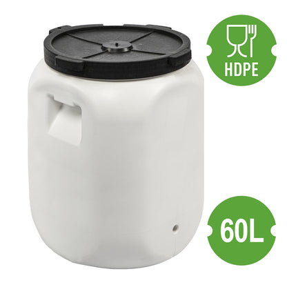 40L 60L Food Grade Fermentation Barrel with Tap White Pickling Sauerkraut Container