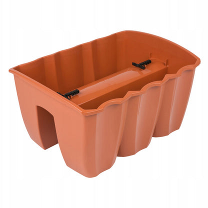 Garden Balcony Rail Planter 12L Terracotta Flower Pot Fits Railings 6.5cm