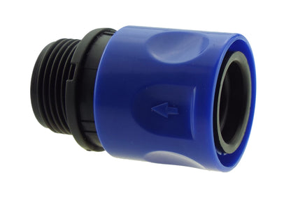 3/4" BSP Male Thread Hose Connector – Blue/Black Female Fitting