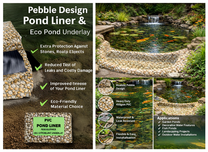 Pebble Effect Pond Liner 450gsm PVC with Underlay – Heavy Duty Garden Lining