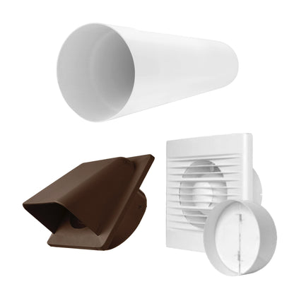 Wall Vent Set with STYL Timer Fan and Brown-Coloured Exterior Vent