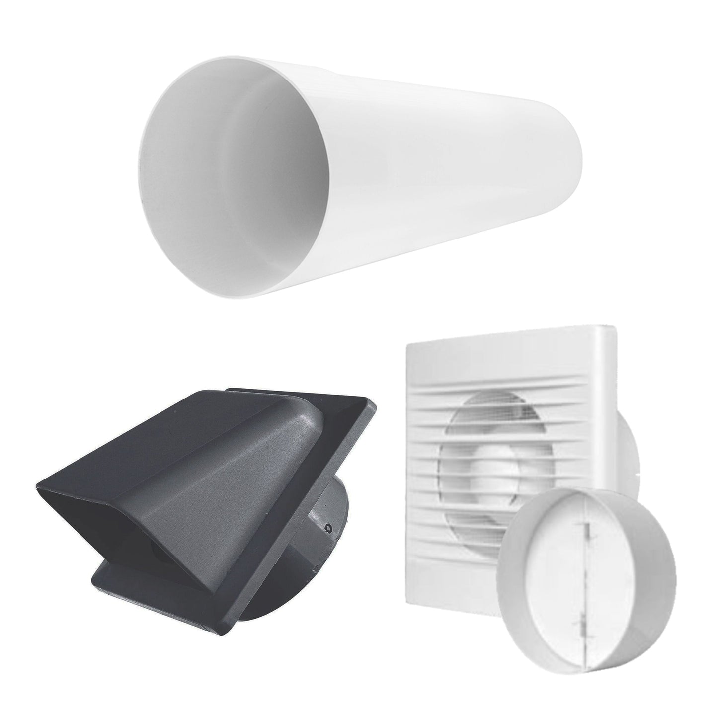 Wall Vent Set with STYL Fan (Timer & Humidity Sensor) and Graphite Exterior Vent