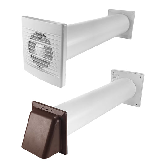 Wall Vent Set with STYL Fan (Timer & Humidity Sensor) and Brown Exterior Vent