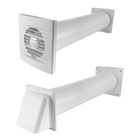 Wall Ventilation Set with STYL Fan – Timer, Humidity Sensor & White External Vent