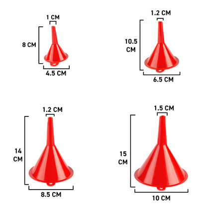 Set of 4 Red Mixed Funnels