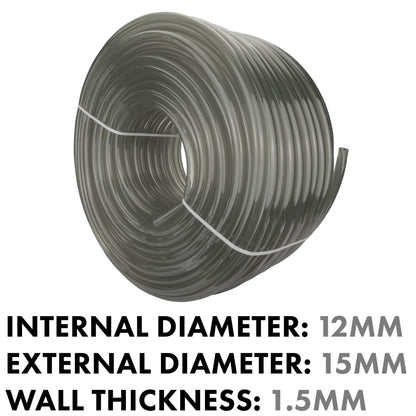 PVC Semi-Transparent Pipe Grey 12mm x 15mm