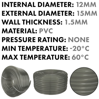 PVC Semi-Transparent Pipe Grey 12mm x 15mm