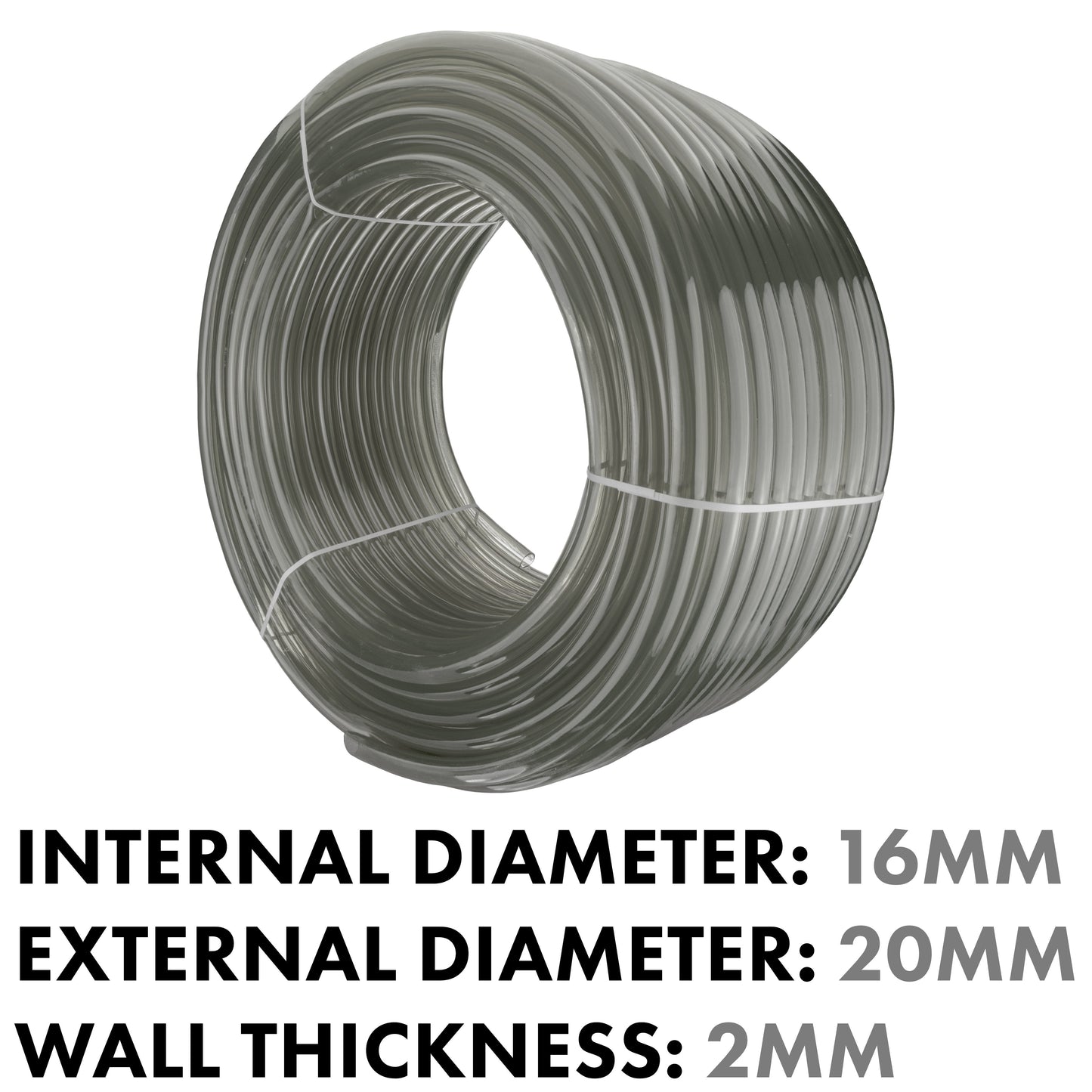 PVC Semi-Transparent Pipe Grey 16mm x 20mm