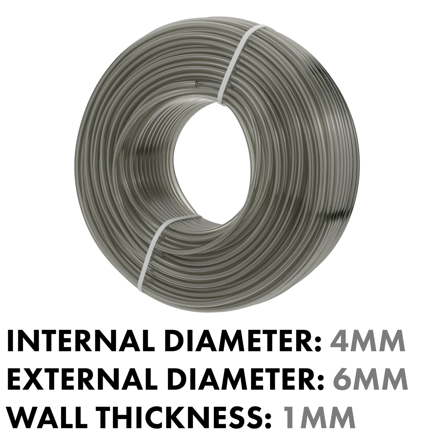 PVC Semi-Transparent Pipe Grey 4mm x 6mm