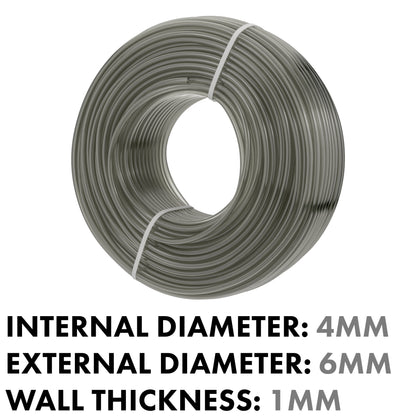 PVC Semi-Transparent Pipe Grey 4mm x 6mm