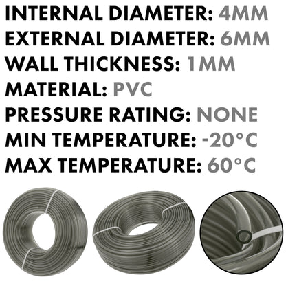 PVC Semi-Transparent Pipe Grey 4mm x 6mm