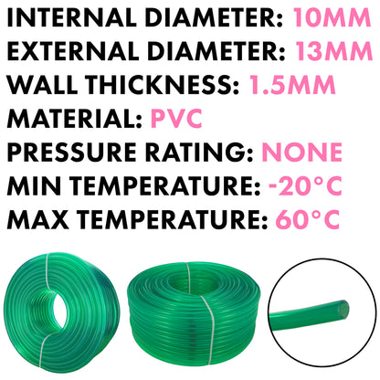 PVC Semi-Transparent Pipe Green 10mm x 13mm