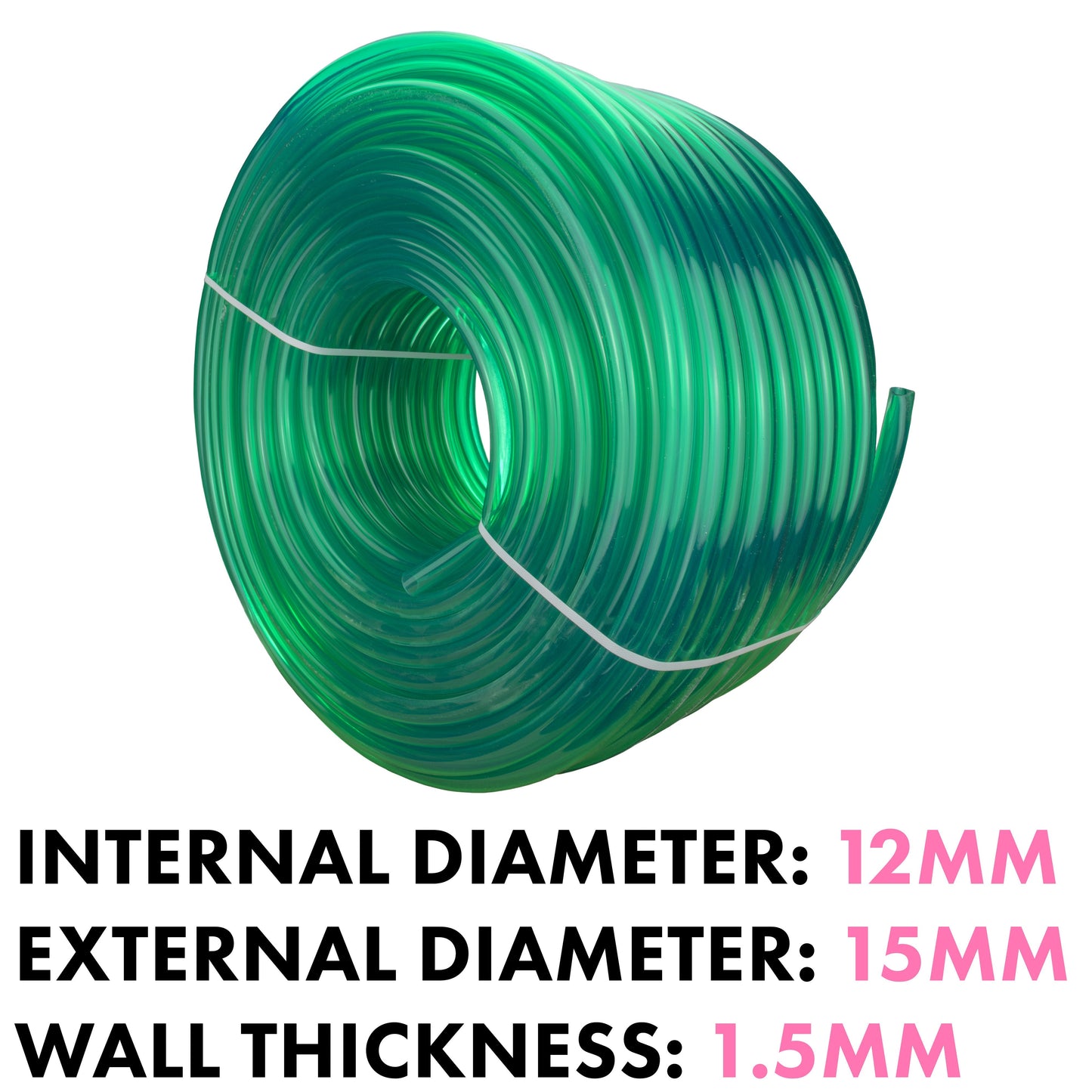 PVC Semi-Transparent Pipe Green 12mm x 15mm