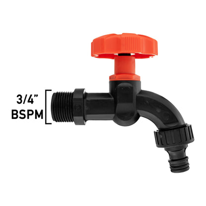 3/4″ BSP Male Plastic Tap – Black & Orange Finish