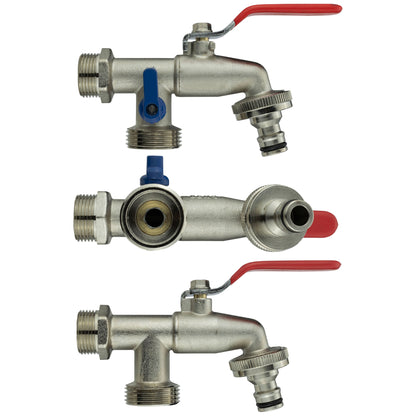 20mm MDPE Wall Flange Set Complete with Metal 3-Way Splitter Tap