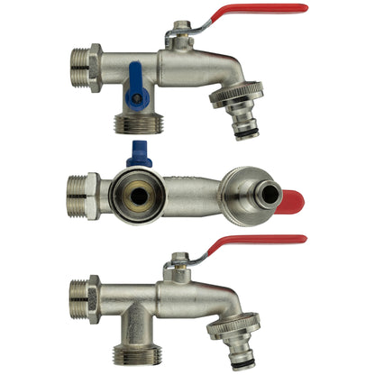Outdoor Garden Tap 1/2" 3/4" BSP Brass Nickel Nylon Hose Connector Barb Options
