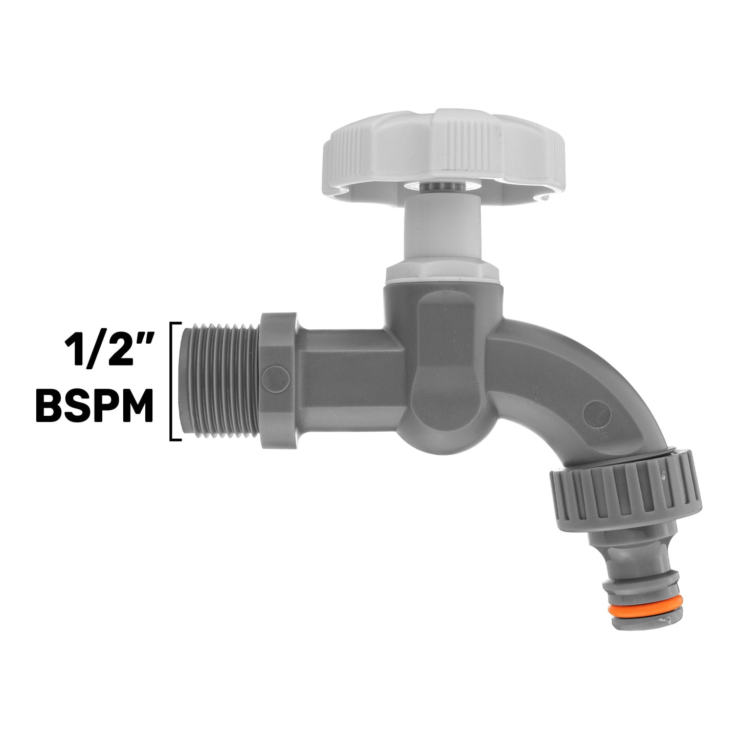 1/2" BSP Male Plastic Tap – Grey & White Water Line Connector
