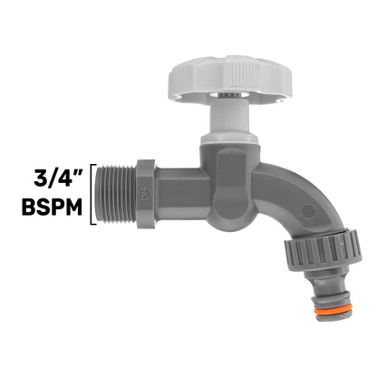Heavy-Duty 3/4" BSP Male Thread Plastic Tap – White Line Design