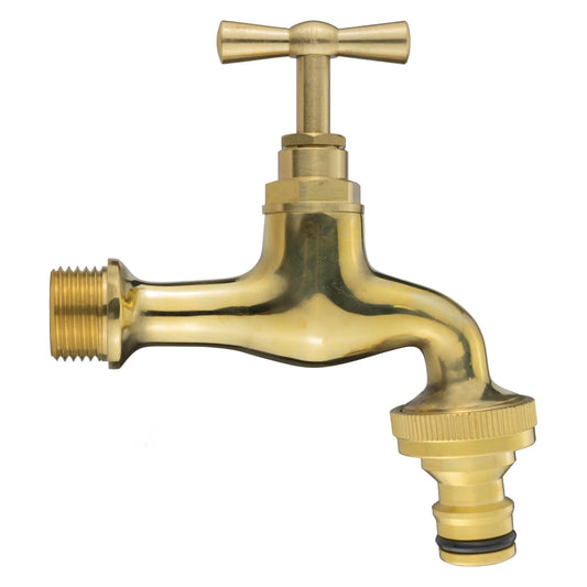1/2" BSP Male Polished Brass Garden Tap – Snap-On Male Connector