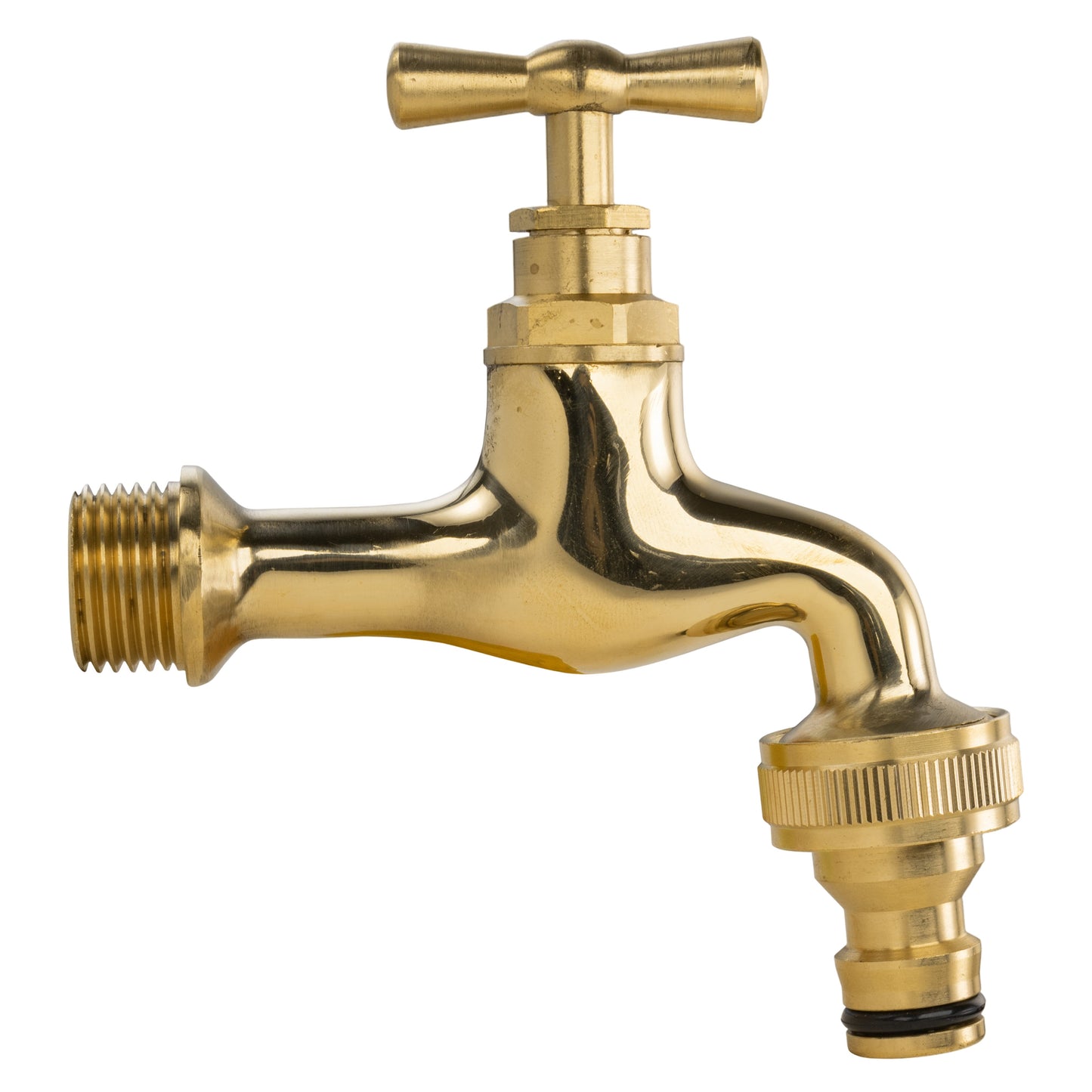½" Water Butt Set with Polish Brass Tap, Snap-On Hose Connector & Drill Bit