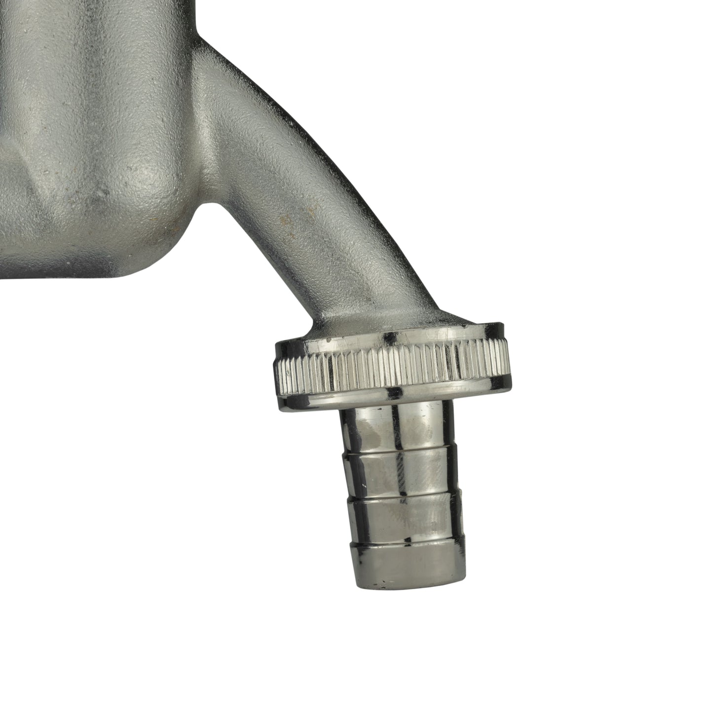20mm MDPE Wall Flange Set with Nickel-Plated Bib Tap and ½" Barbed Connector