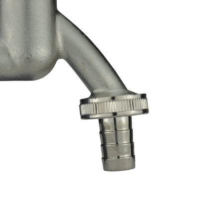 20mm MDPE Wall Flange Set with Nickel-Plated Bib Tap and ½" Barbed Connector