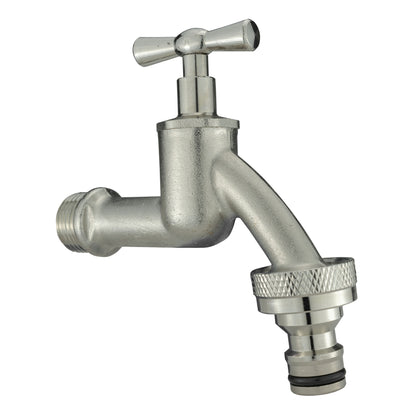 20mm MDPE Wall Flange Set with Nickel Bib Tap and Snap-On Fitting