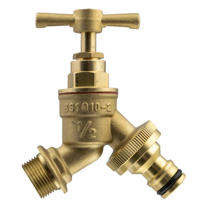 25mm MDPE Wall Flange & Brass Garden Tap Set – Snap-On Male Connector