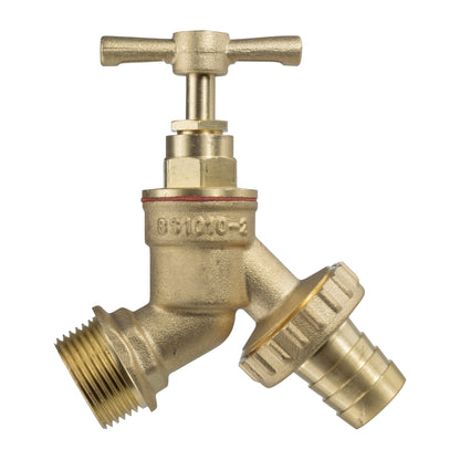 20mm MDPE Wall Flange Set with Brass Garden Tap and ½" Barb Connection
