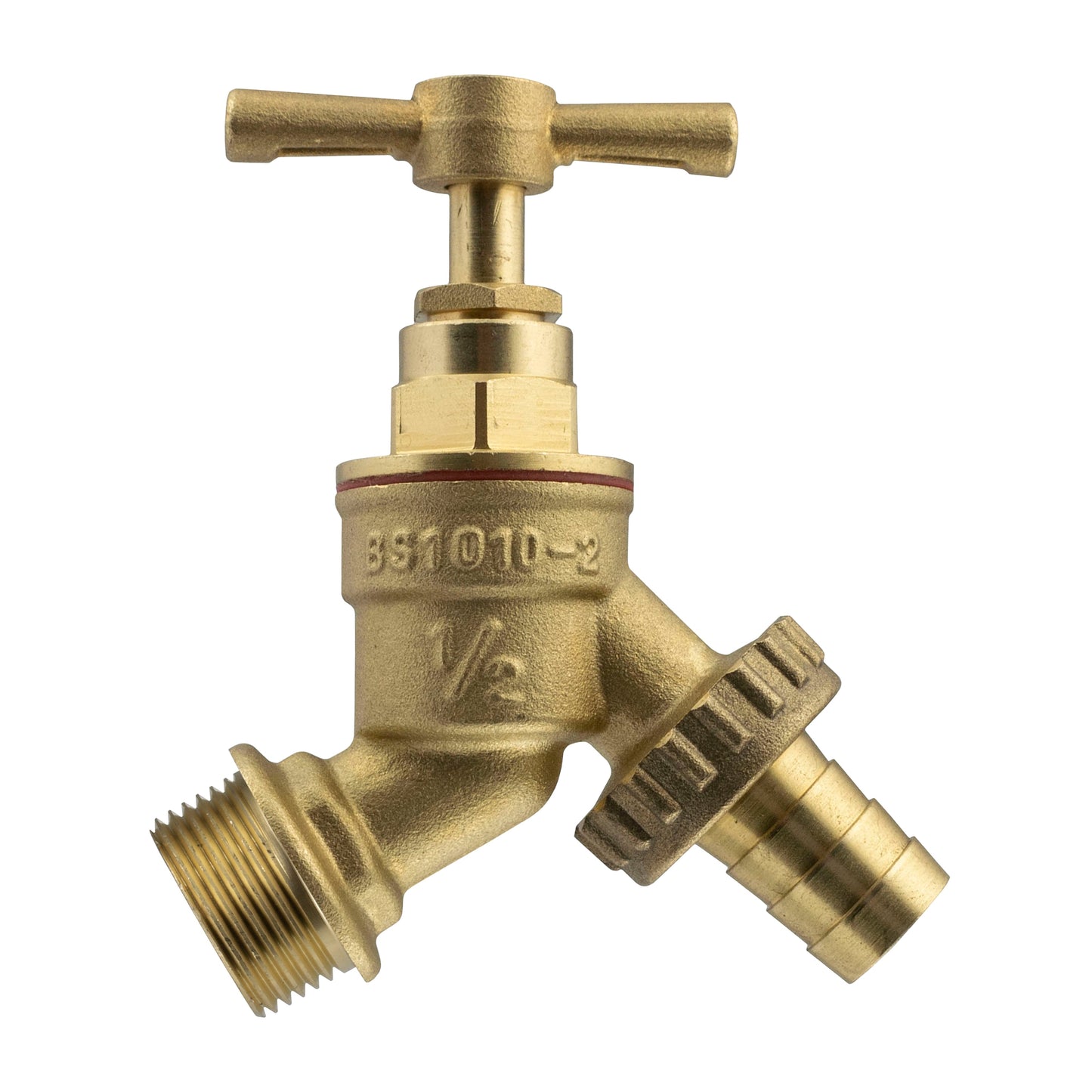 20mm MDPE Wall Flange Set with Brass Tap and Dual Outlet Splitter