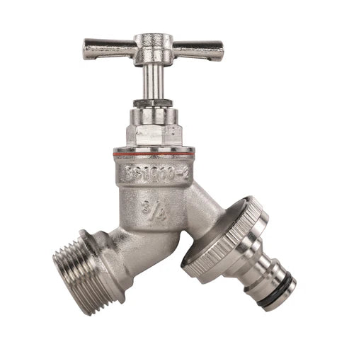 Outdoor Garden Tap 1/2" 3/4" BSP Brass Nickel Nylon Hose Connector Barb Options