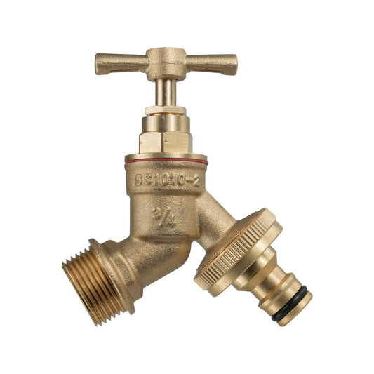 3/4" BSP Male Brass Garden Tap with Snap-On Male Adaptor