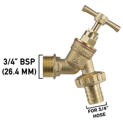 25mm MDPE Wall Flange and Brass Garden Tap Set with 3/4" Barb