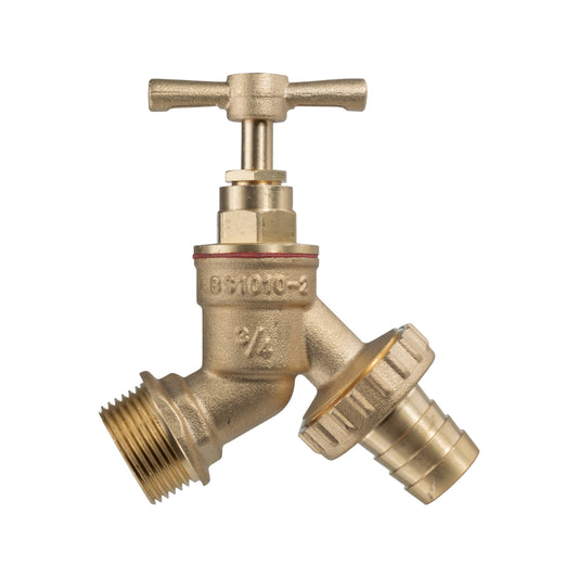 3/4" BSP Male Brass Garden Tap with 3/4" Barb Fitting