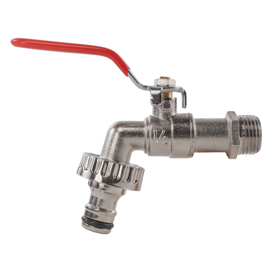 Zinc Nickle Plated Garden Lever Tap with 3/4'' BSP Male Inlet & Snap-On Male Connector
