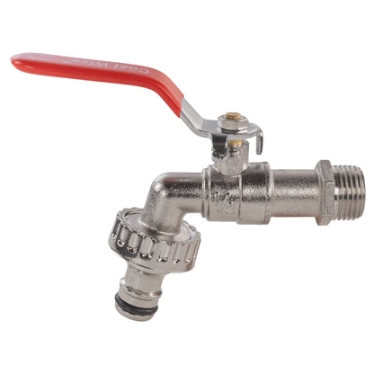 Zinc Nickle Plated Garden Lever Tap with 1/2'' BSP Male Inlet & Snap-On Male Connector