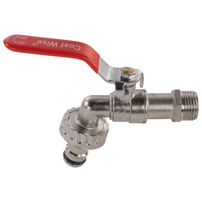 Zinc Nickle Plated Garden Lever Tap with 1/2'' BSP Male Inlet & Snap-On Male Connector