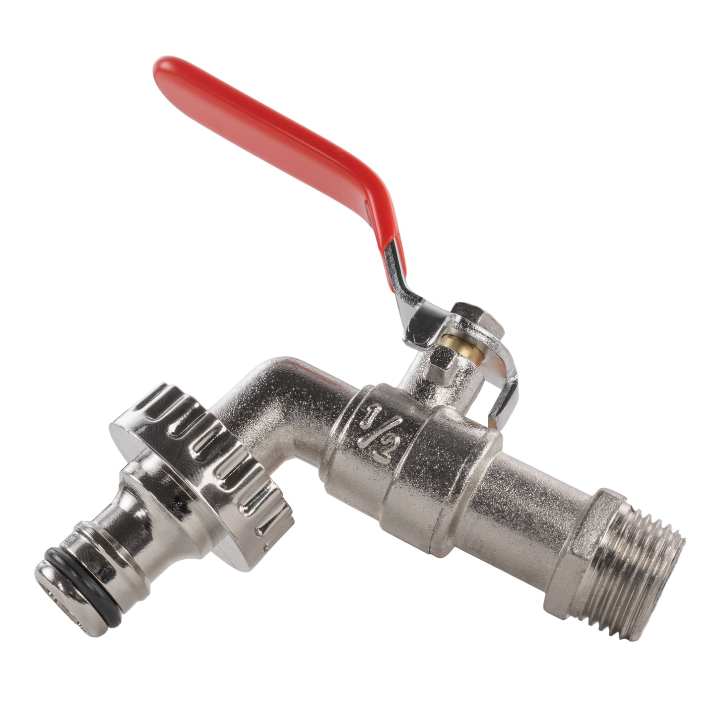 Zinc Nickle Plated Garden Lever Tap with 1/2'' BSP Male Inlet & Snap-On Male Connector