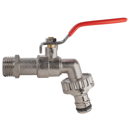 Zinc Nickle Plated Garden Lever Tap with 3/4'' BSP Male Inlet & Snap-On Male Connector