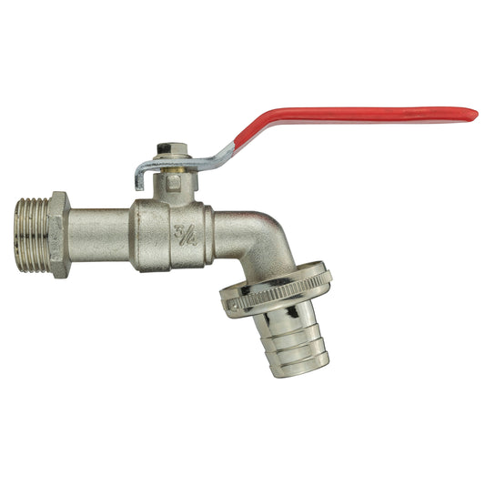 Zinc Nickle Plated Garden Lever Tap with 3/4'' BSP Male Inlet & 3/4'' Hose Barb