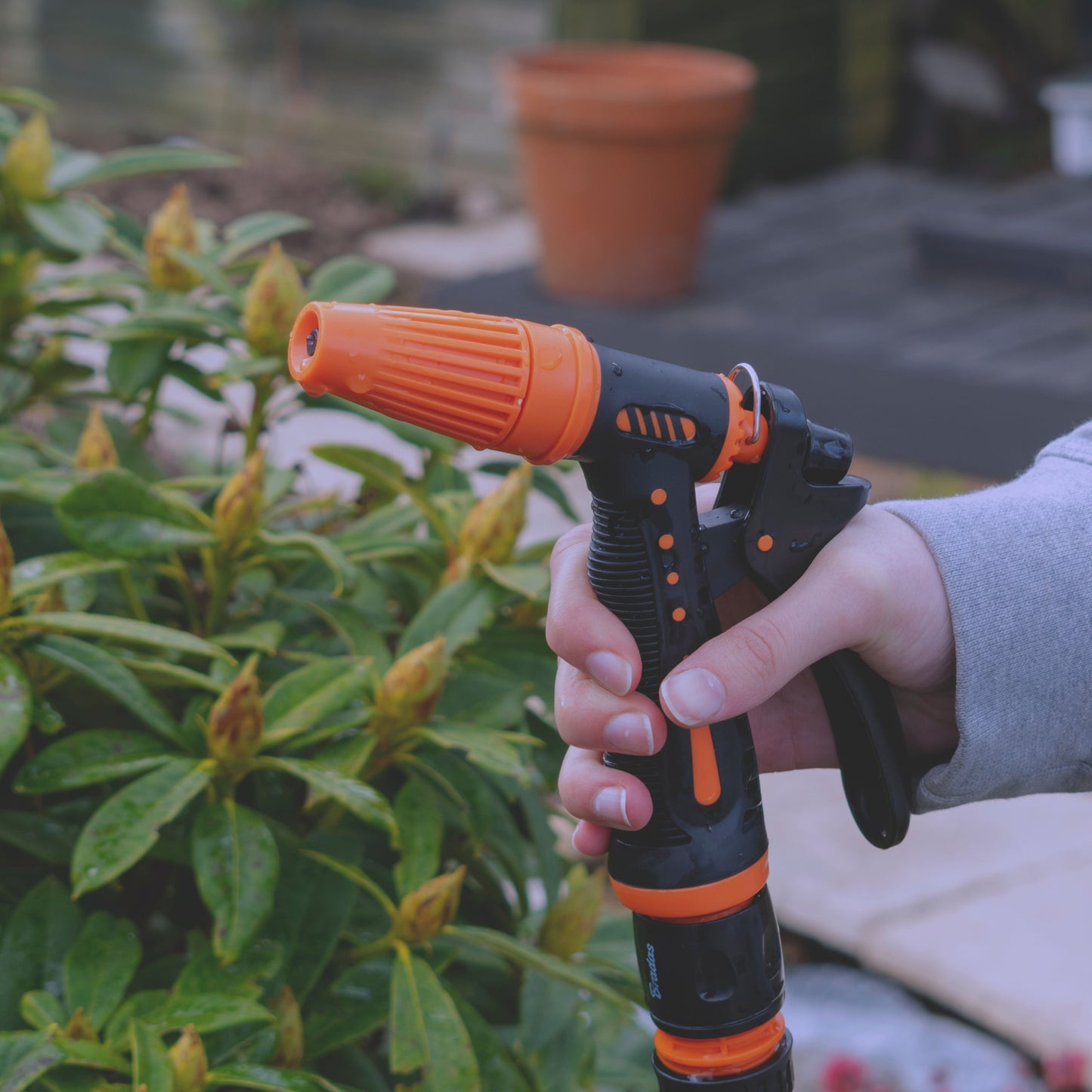 Black/Orange Adjustable Spray Pattern Garden Hose Gun