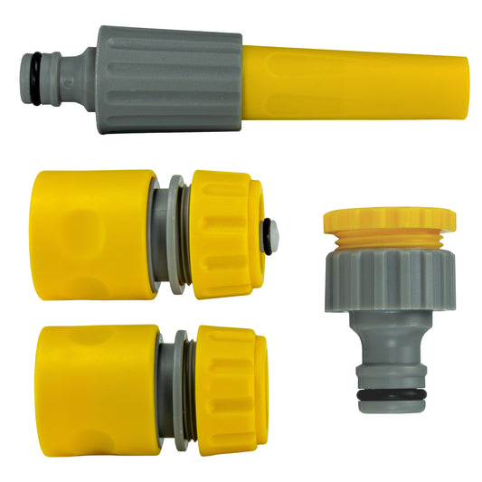 Yellow Garden Hose Accessory Set – Connectors & Nozzle