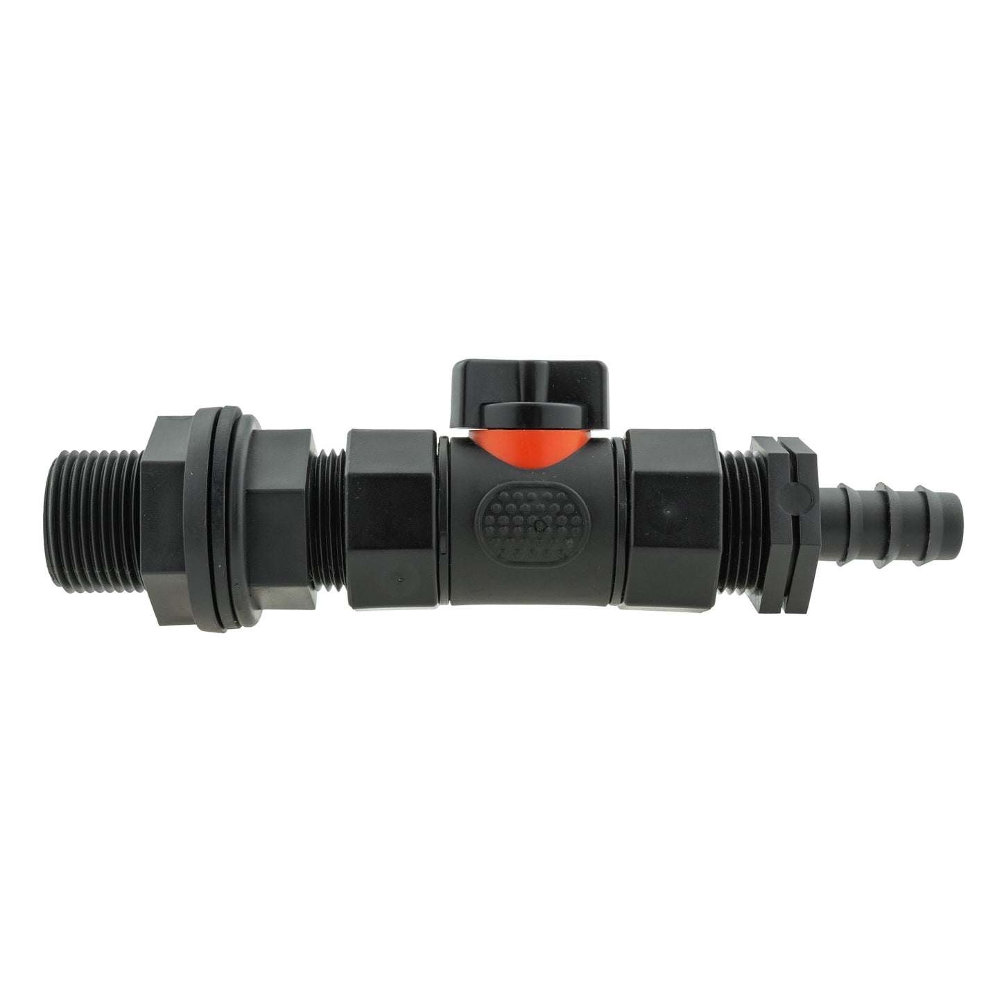 Water Butt Connector 3/4" BSP with In-Line BSPF Valve and 16mm Barbed Connector