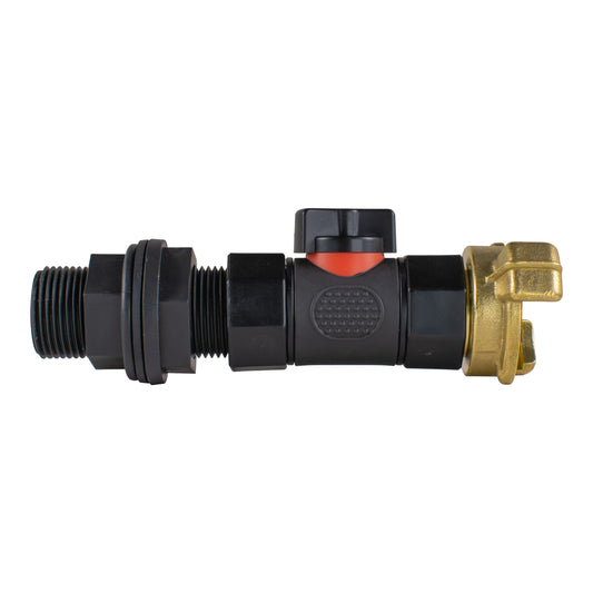 Water Butt Connector 3/4" BSP with In-Line BSPF Valve and Geka-Type Fitting