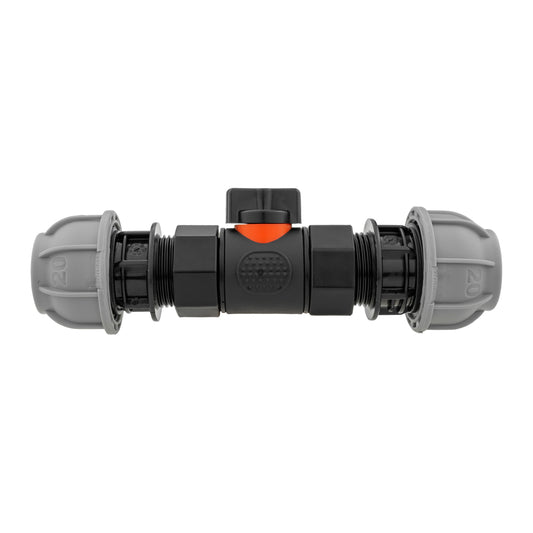 In-Line BSPF Valve with Two 20mm MDPE Straight Connectors