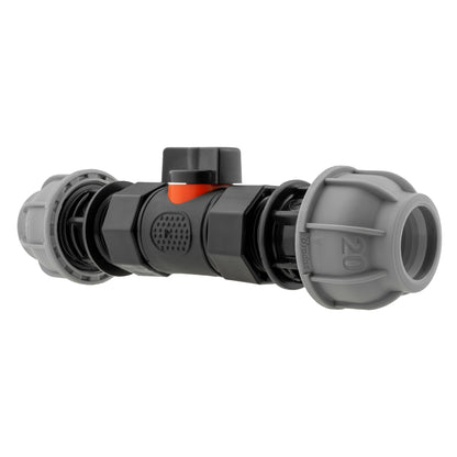 In-Line BSPF Valve with Two 20mm MDPE Straight Connectors