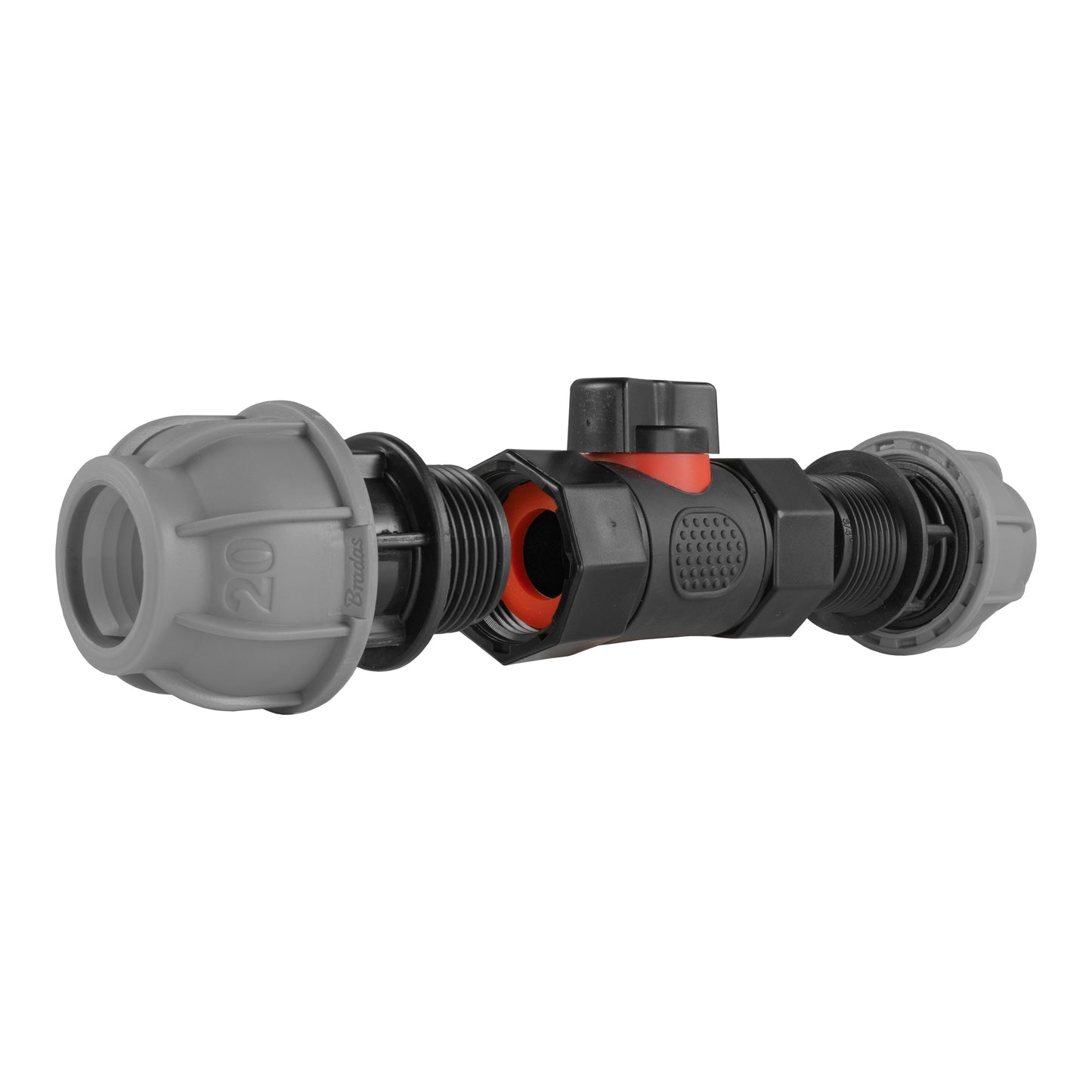 In-Line BSPF Valve with Two 20mm MDPE Straight Connectors