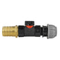 20mm MDPE Straight Connector with In-Line BSPF Valve and 25mm Brass Barb
