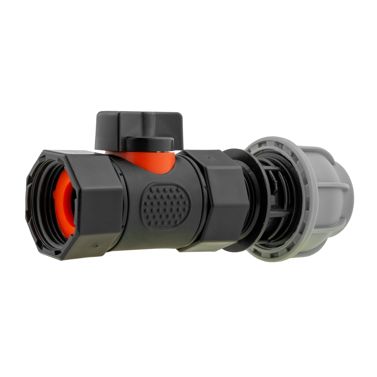 20mm MDPE Straight Connector with In-Line BSPF Threaded Valve
